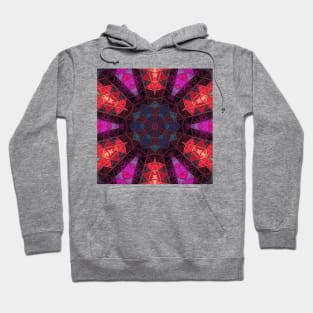 Glass Tile Kaleidoscope Pink Red and Blue Hoodie